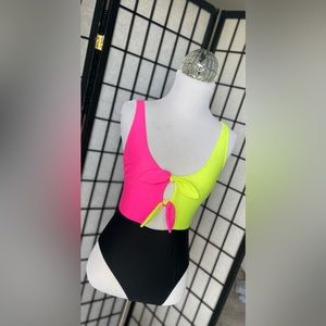One piece neon bathing suit